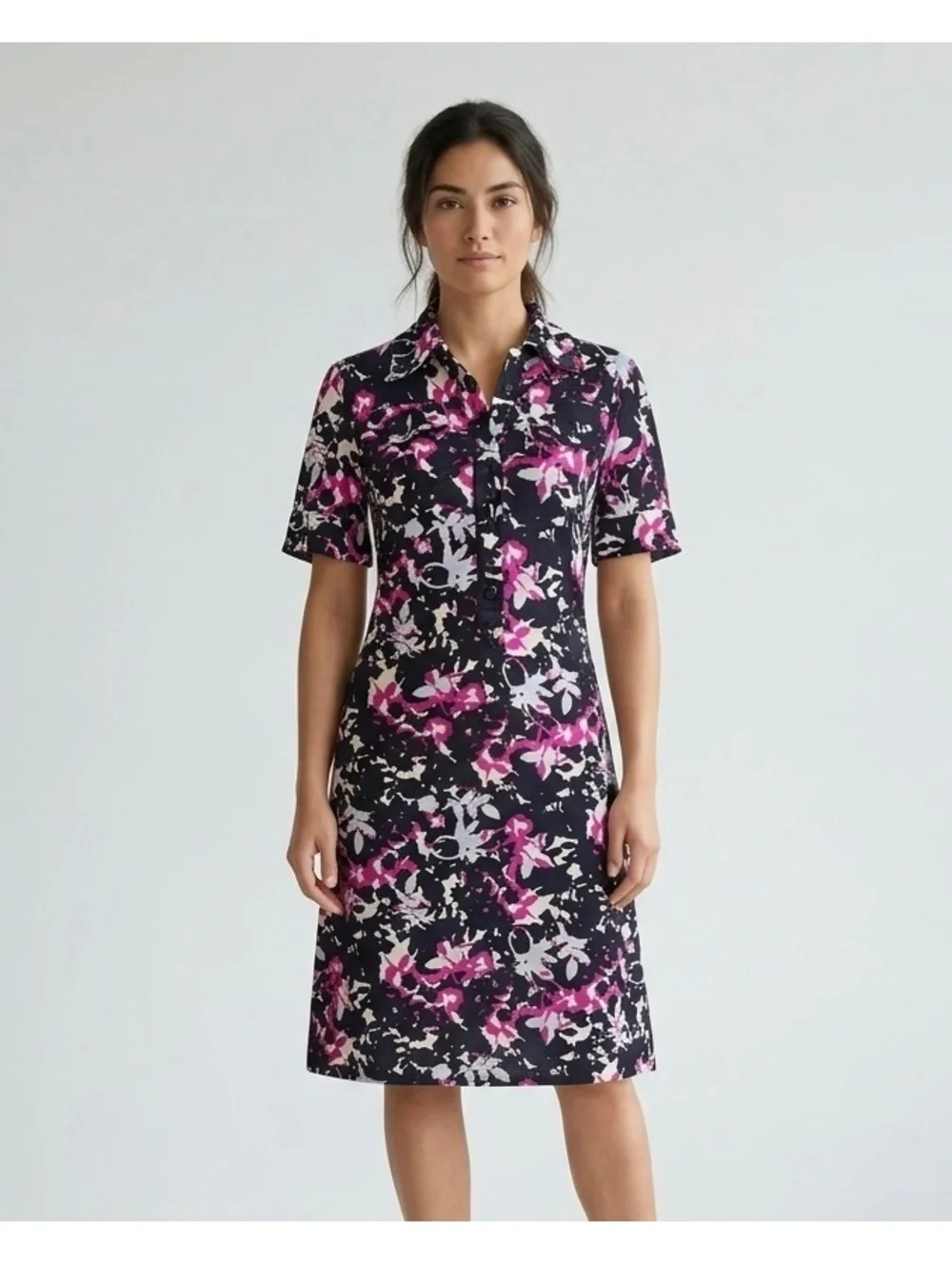 Diane Von Furstenberg DvF Polly Dee Shirt Dress Pink Ivory Black 100% Silk Sz 2